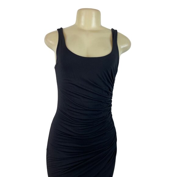 Black Abbelline Sleeveless Ruched Midi Dress For Women Szize S-New - Picture 5 of 9